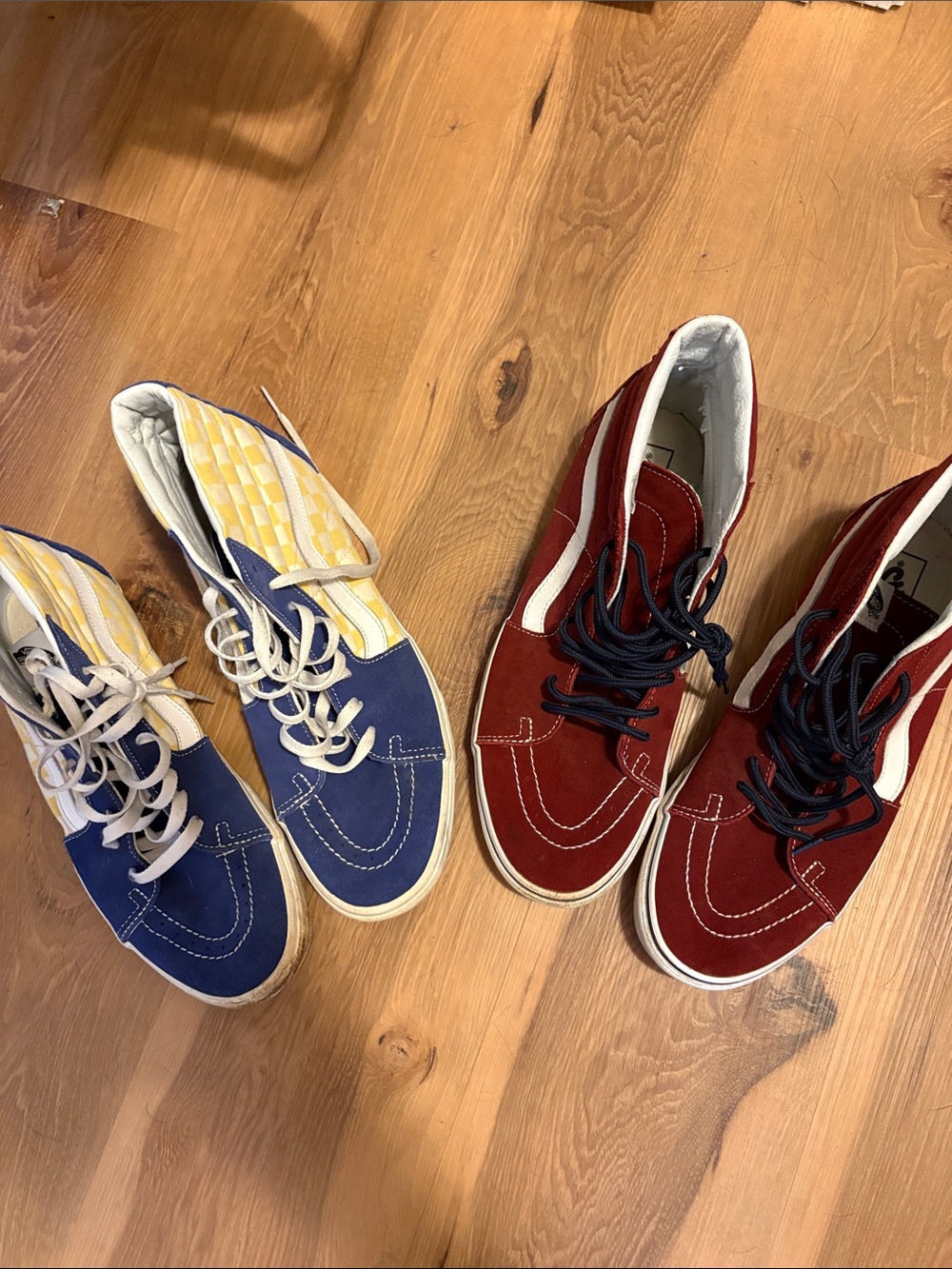 Vans High-Top Sneakers - Blue/Yellow Checker & Red/White